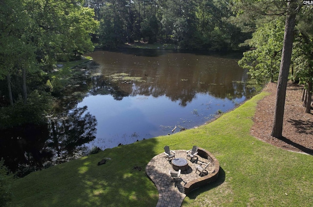 15 Glenlake Rd, Columbia, SC 29223 - water view with a fire pit and a forest view