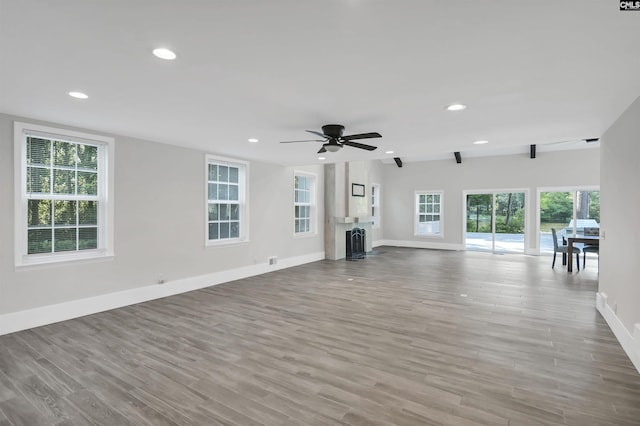 15 Glenlake Rd, Columbia, SC 29223 - unfurnished living room featuring recessed lighting, baseboards, a ceiling fan, and wood finished floors