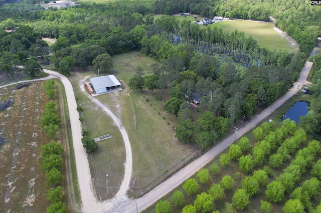 aerial view with a wooded view