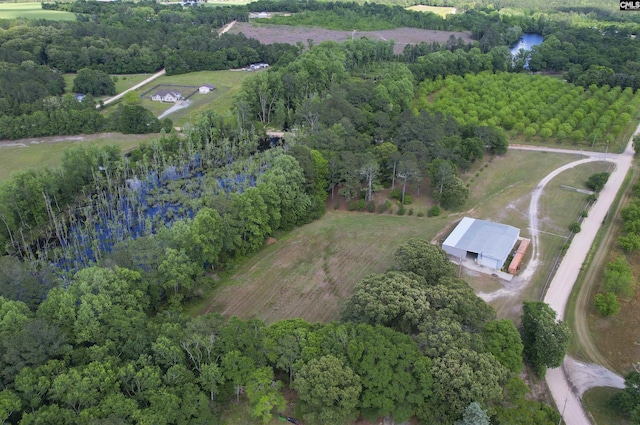 birds eye view of property with a rural view
