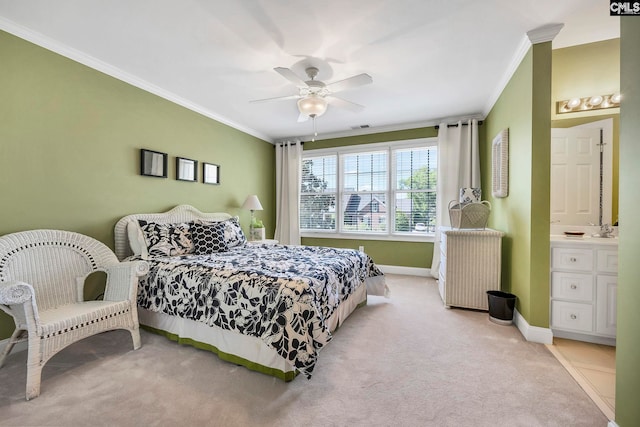 212 Cartgate Cir, Blythewood, SC 29016 - bedroom with baseboards, light carpet, visible vents, and crown molding