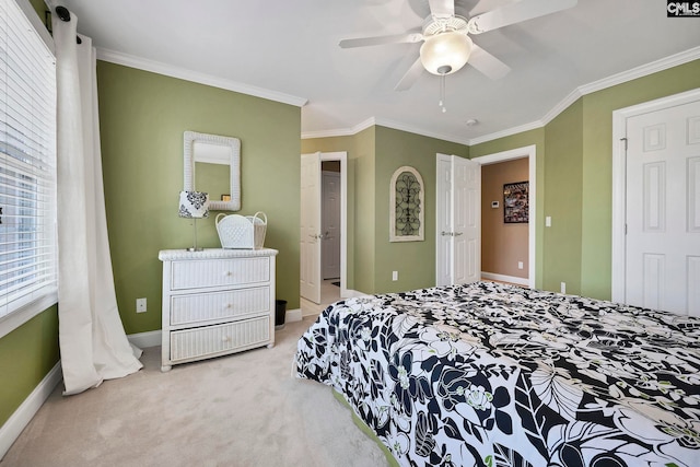 212 Cartgate Cir, Blythewood, SC 29016 - bedroom featuring baseboards, ceiling fan, crown molding, and carpet