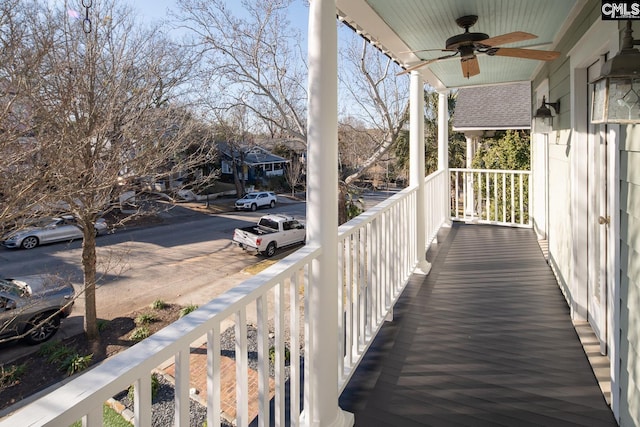 2408 Park St, Columbia, SC 29201 - deck featuring ceiling fan and a porch