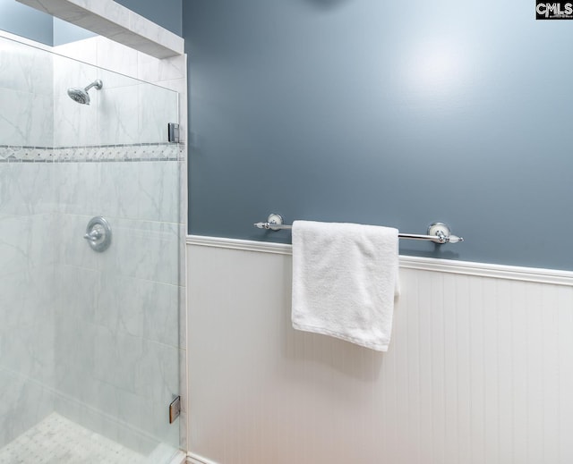 2408 Park St, Columbia, SC 29201 - bathroom with a shower stall and wainscoting