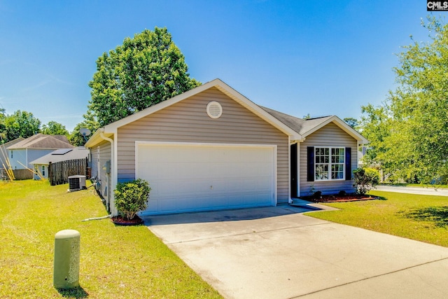 393 Vermillion Dr, Columbia, SC 29209 - ranch-style house with central AC, a front yard, an attached garage, and driveway