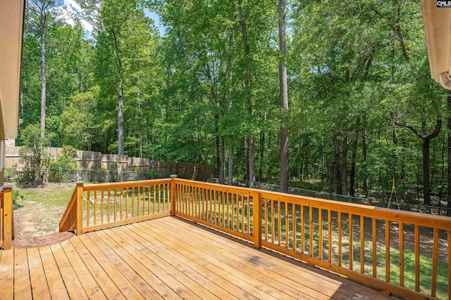 deck with a fenced backyard