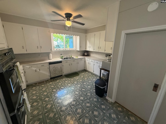 1006 W Main, Ridge Spring, SC 29129 - kitchen featuring dishwasher, a sink, tasteful backsplash, a ceiling fan, and light countertops