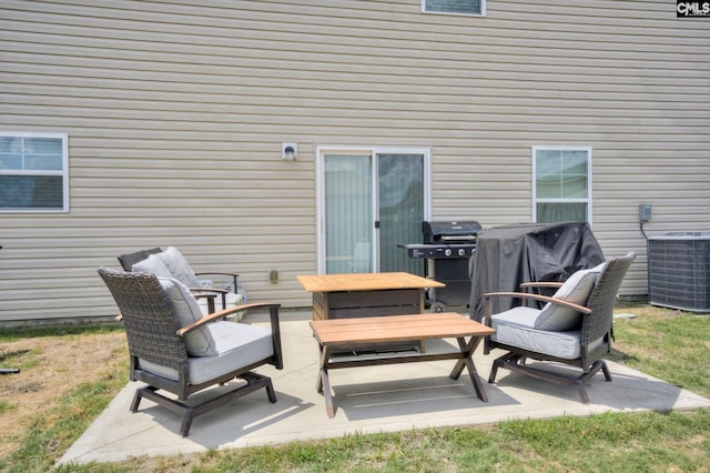 view of patio / terrace featuring central AC and a grill