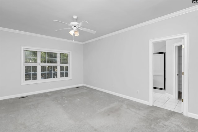 5 Stonewall Ct, Irmo, SC 29063 - unfurnished room with carpet floors, ceiling fan, crown molding, and baseboards