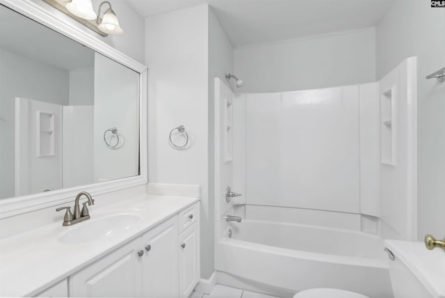 5 Stonewall Ct, Irmo, SC 29063 - full bath featuring toilet, shower / bath combination, vanity, and tile patterned flooring