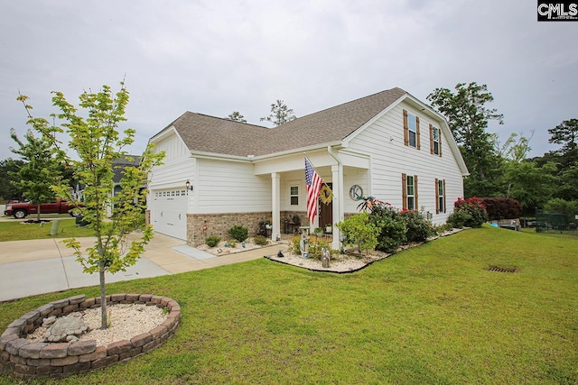348 Amalfi Dr, Chapin, SC 29036 - view of front facade featuring concrete driveway, a front lawn, an attached garage, roof with shingles, and brick siding