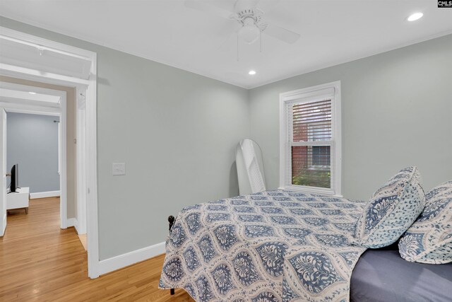 3803 Yale Ave, Columbia, SC 29205 - bedroom with light wood-style flooring, baseboards, recessed lighting, and ceiling fan