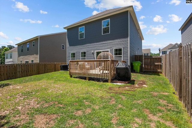 255 Honey Hill Way, Blythewood, SC 29016 - back of property featuring cooling unit and a wooden deck