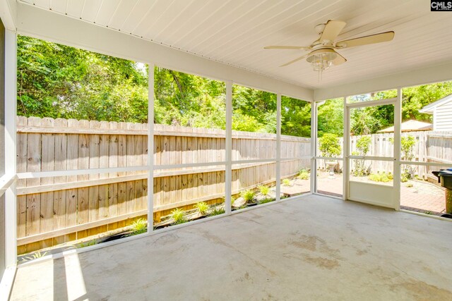 146 Sabal Dr, West Columbia, SC 29169 - unfurnished sunroom featuring ceiling fan