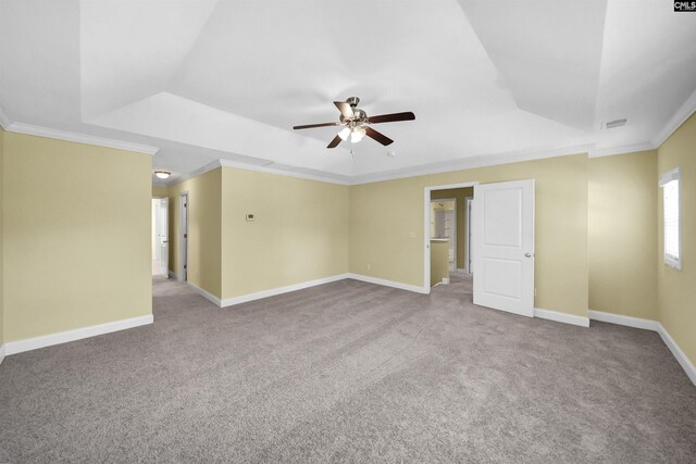305 Thoroughbred Way, Columbia, SC 29045 - empty room with a raised ceiling, ceiling fan, carpet, ornamental molding, and baseboards