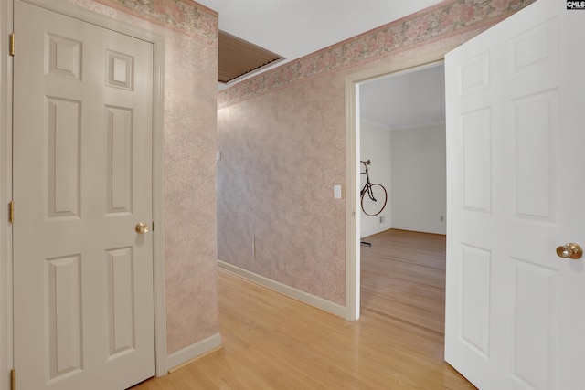 604 Shady Ln, Cayce, SC 29033 - hallway with light wood-style floors, baseboards, and ornamental molding