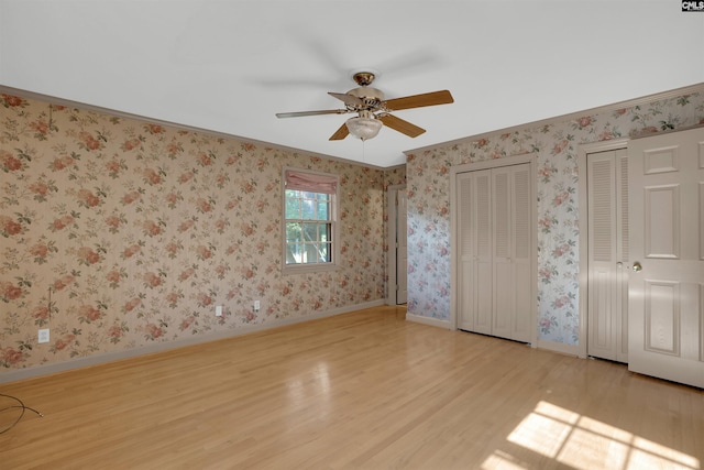 604 Shady Ln, Cayce, SC 29033 - unfurnished room with wood finished floors, a ceiling fan, ornamental molding, and baseboards
