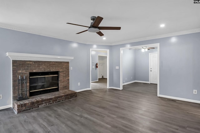 105 Golden Pond Dr, Lexington, SC 29073 - unfurnished living room with a ceiling fan, wood finished floors, baseboards, ornamental molding, and recessed lighting