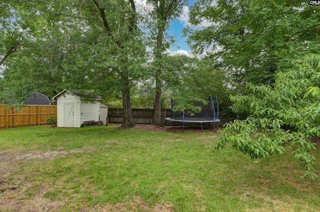 105 Golden Pond Dr, Lexington, SC 29073 - view of yard featuring a shed, a trampoline, and an outbuilding