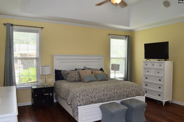 5102 Circle Dr, Columbia, SC 29206 - bedroom featuring dark wood-style floors, multiple windows, baseboards, and ornamental molding