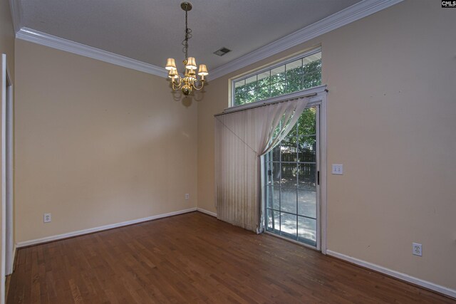 409 Waterville Dr, Columbia, SC 29229 - spare room with a chandelier, crown molding, wood finished floors, and baseboards