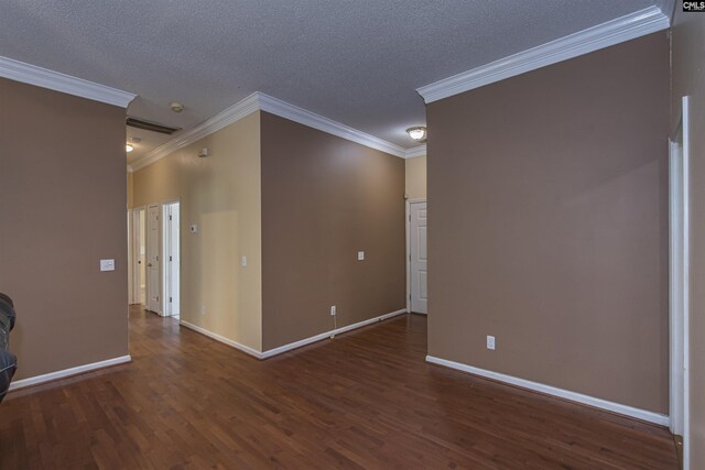 409 Waterville Dr, Columbia, SC 29229 - empty room featuring dark wood-style floors, crown molding, baseboards, and a textured ceiling