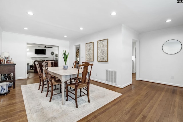 1148 Eastminster Dr, Columbia, SC 29204 - dining space with wood finished floors, baseboards, recessed lighting, and ornamental molding