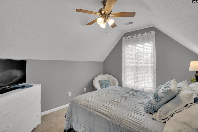 117 Rosewood Ln, Lexington, SC 29072 - bedroom with light colored carpet, lofted ceiling, ceiling fan, and baseboards