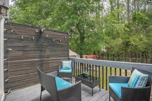 117 Rosewood Ln, Lexington, SC 29072 - deck featuring a fenced backyard and view of wooded area