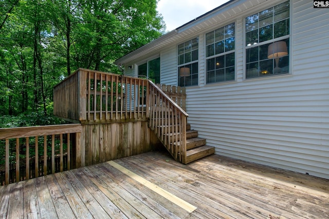 wooden deck with stairway