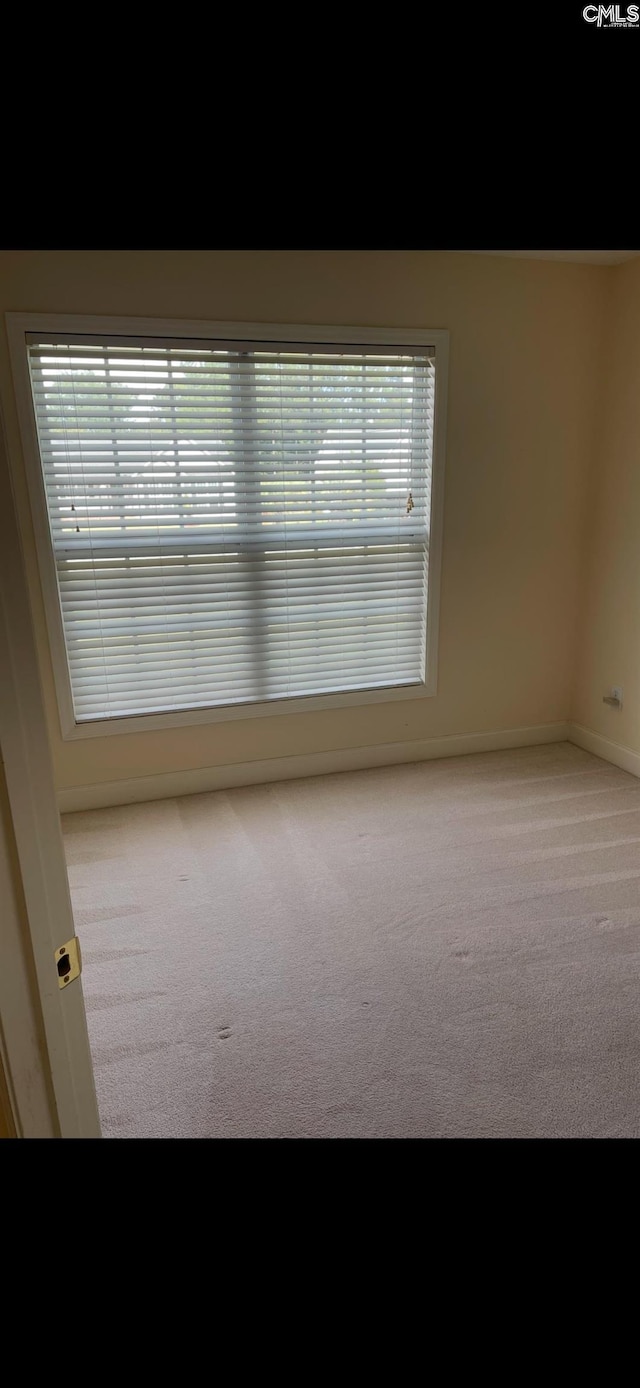 carpeted spare room featuring baseboards