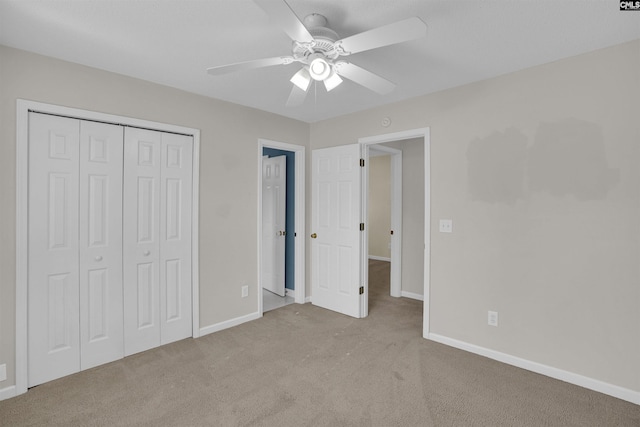 103 Beacon Ln, Columbia, SC 29229 - unfurnished bedroom with carpet floors, baseboards, a closet, and a ceiling fan
