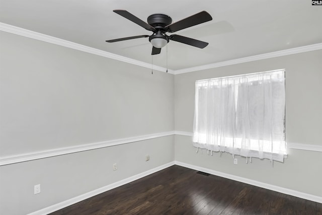 284 Outrigger Ln, Columbia, SC 29212 - spare room featuring baseboards, dark wood finished floors, crown molding, and ceiling fan
