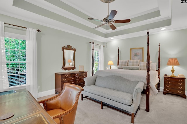 17 Laurel Bluff Ct, Columbia, SC 29229 - bedroom with a tray ceiling, crown molding, baseboards, light colored carpet, and recessed lighting