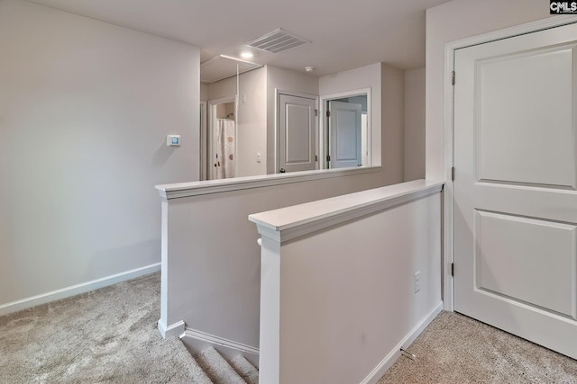 2040 Elmridge Rd, Columbia, SC 29209 - hallway with attic access, an upstairs landing, baseboards, light colored carpet, and recessed lighting