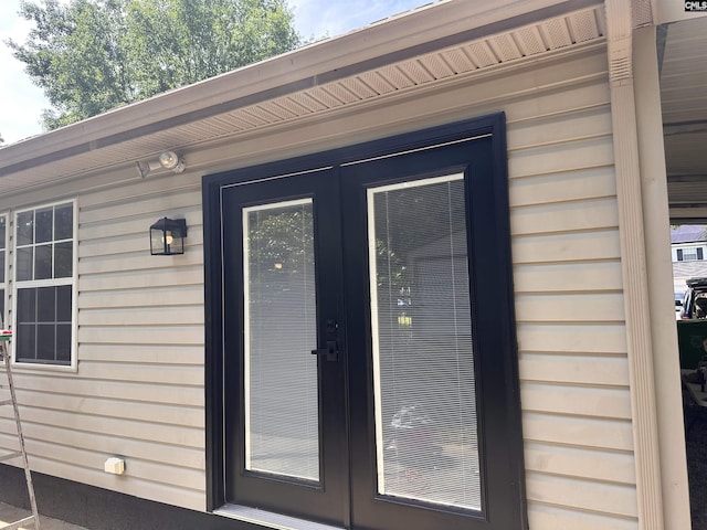 doorway to property with french doors