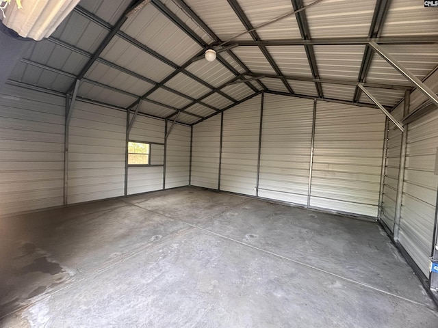 garage with metal wall