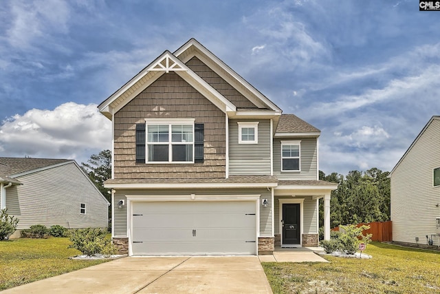 171 Turnfield Dr, West Columbia, SC 29170 - craftsman house featuring stone siding, a garage, and concrete driveway