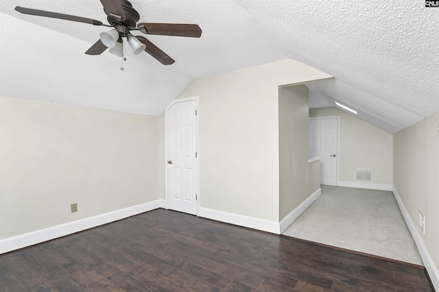 112 Gateway Ln, Columbia, SC 29210 - bonus room with vaulted ceiling, a textured ceiling, wood finished floors, ceiling fan, and baseboards