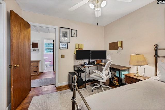 1217 Jensen St, West Columbia, SC 29169 - bedroom featuring wood finished floors, an office area, baseboards, and ceiling fan