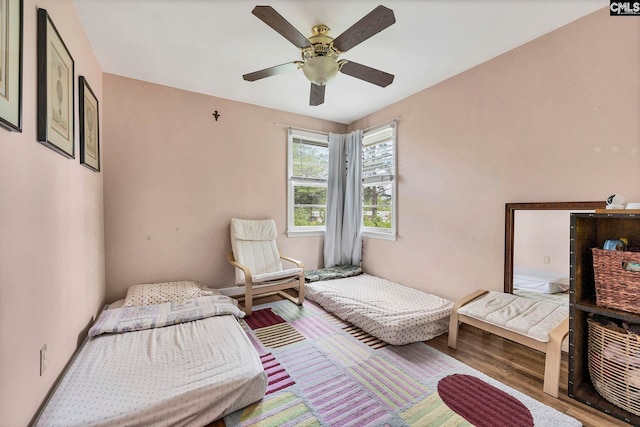 1217 Jensen St, West Columbia, SC 29169 - bedroom with wood finished floors and a ceiling fan