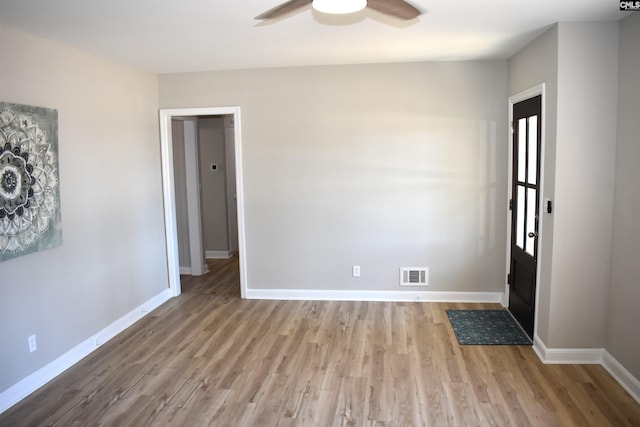 813 Greenlawn Dr, Columbia, SC 29209 - entryway with wood finished floors, ceiling fan, and baseboards