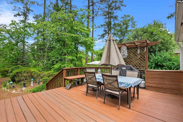 4833 Circle Dr, Columbia, SC 29206 - deck with outdoor dining space and a grill