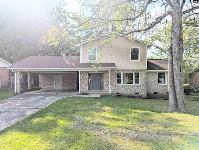 1921 Spotswood Dr, Columbia, SC 29210 - traditional-style house featuring crawl space, a front yard, a carport, and driveway