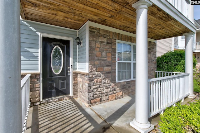 175 Nestle Ct, Columbia, SC 29209 - view of exterior entry with stone siding and covered porch
