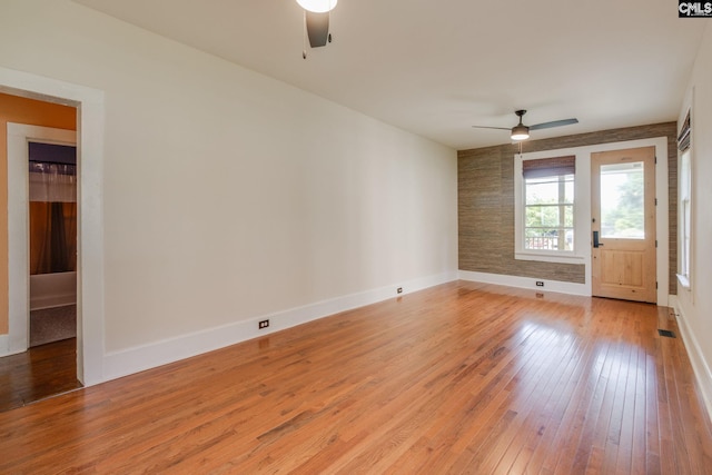 808 Oak St, Columbia, SC 29205 - empty room featuring a ceiling fan, baseboards, and light wood-type flooring