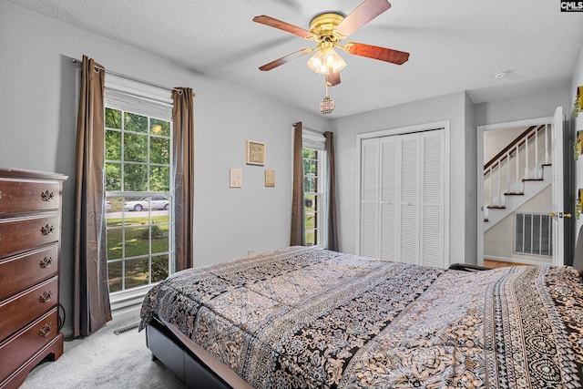 401 Brickling Rd, Irmo, SC 29063 - bedroom featuring a closet, light carpet, and ceiling fan