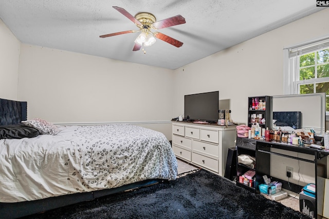 401 Brickling Rd, Irmo, SC 29063 - bedroom with carpet floors, a textured ceiling, and a ceiling fan