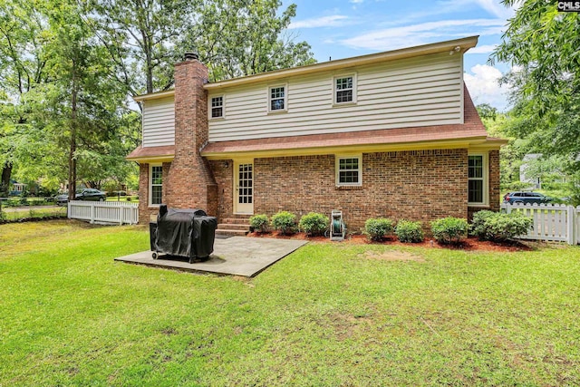 401 Brickling Rd, Irmo, SC 29063 - rear view of house featuring brick siding, a chimney, a patio, and entry steps