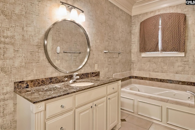 104 Preserve Ln, Columbia, SC 29209 - full bathroom featuring crown molding, tile patterned floors, vanity, and a bath
